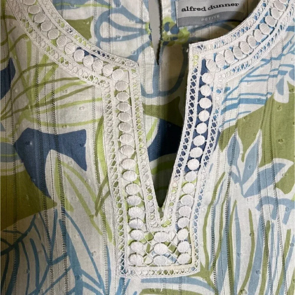 ALFRED Dunner Women's Top Floral Pattern with Lace Size 14 Petite - Picture 4 of 12